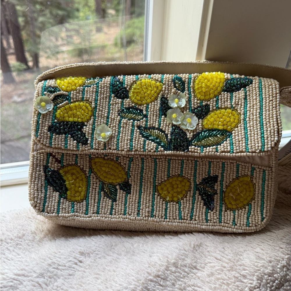 Striped Beaded Lemon Shoulder Bag Viral